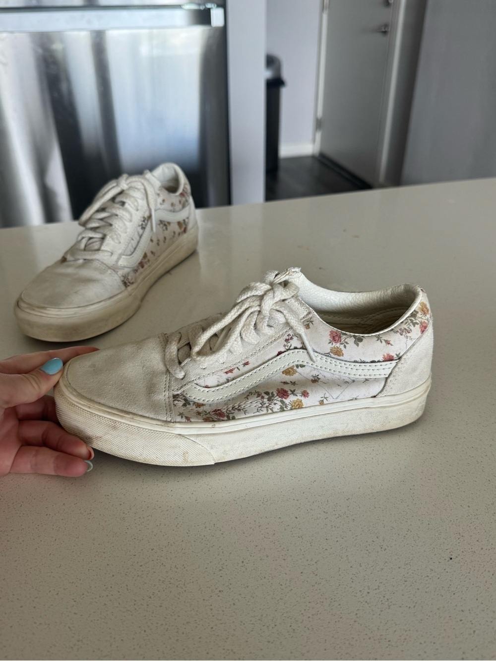 Vans White Floral Low-Top Sneakers